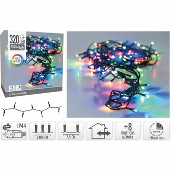 Kerstverlichting 320 Led- 24M - Multicolor - Timer - Lichtfuncties - Geheugen - Buiten