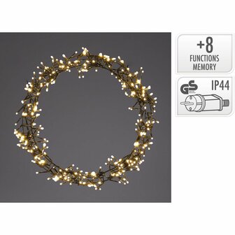 Kerstring met verlichting - 300 LED - &Oslash;38 cm - warm wit - 8 Lichtfuncties - voor binnen en buiten