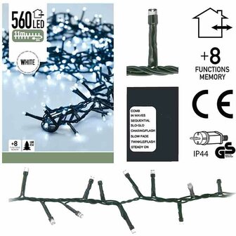 Micro Cluster 560 LED&#039;s - 11 meter - wit - 8 functies + geheugen