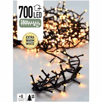 Micro Cluster 700 LED&#039;s - 14 meter - extra warm wit - 8 functies + geheugen