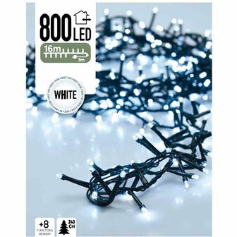 Micro Cluster 800 LED&#039;s  - 16 meter - wit - 8 functies + geheugen