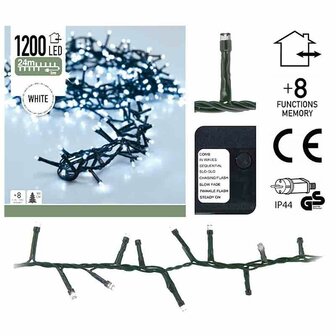 Micro Cluster 1200 LED&#039;s - 24 meter - wit - 8 functies + geheugen