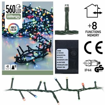 Micro Cluster - 560 LED&#039;s  -11 meter - multicolor - 8 functies + geheugen