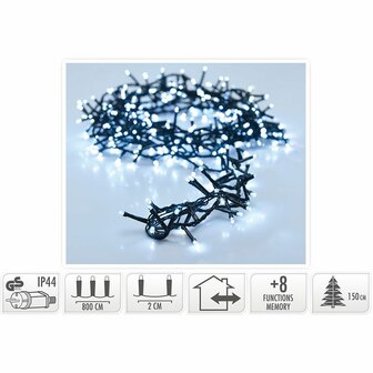Micro Cluster 400 LED&#039;s - 8 meter - wit - 8 functies + geheugen