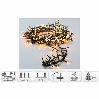 Micro Cluster 700 LED&#039;s -14 meter - warm wit - 8 functies + geheugen