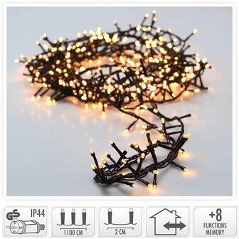 Micro Cluster 560 LED&#039;s  -11 meter - warm wit - 8 functies + geheugen
