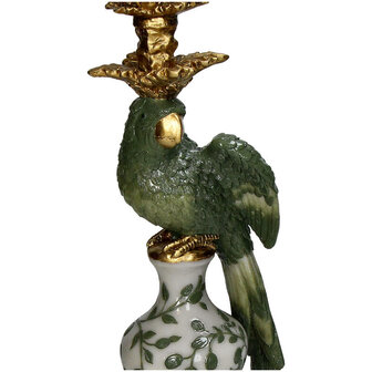 &ldquo;Bird Polyresin Candle Holder Green 13X13X39Cm