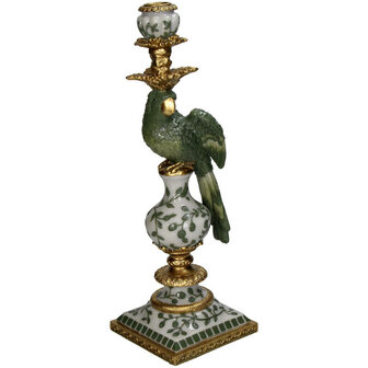 &ldquo;Bird Polyresin Candle Holder Green 13X13X39Cm