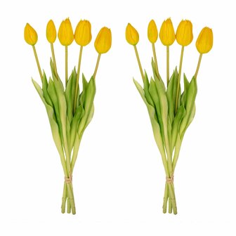 Vase Lady &lsquo;Kylie&rsquo; &uarr; 27 Cm + 10X Real Touch Tulips Yellow