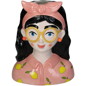 Vase Lady &lsquo;Kylie&rsquo; &uarr; 27 Cm + 10X Real Touch Tulips Yellow