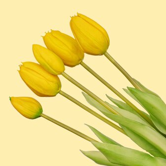 Vase Lady &lsquo;Kylie&rsquo; &uarr; 27 Cm + 10X Real Touch Tulips Yellow