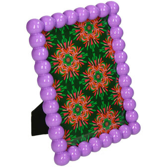 Beaded Photo Frame Polyresin &ndash; Purple