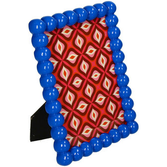 Beaded Photo Frame Polyresin &ndash; Blue