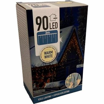 IJspegel verlichting 90 LED&#039;s - 3 meter - warm wit