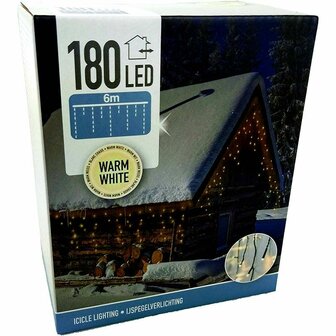 IJspegel verlichting 180 LED&#039;s - 6 meter - warm wit