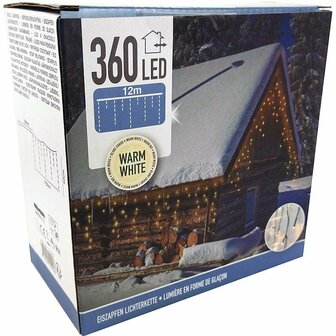 IJspegel verlichting 360 LED&#039;s - 12 meter - warm wit