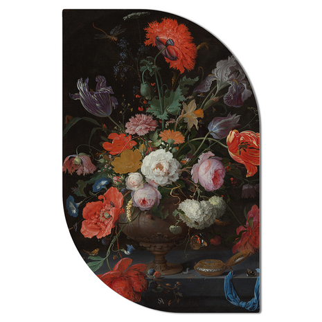 Scandiart Stilleven Met Bloemen En Een Horloge. Abraham Mignon 60 x 90 cm Forex Drip