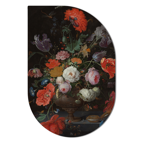 Scandiart Stilleven Met Bloemen En Een Horloge. Abraham Mignon 60 x 90 cm Forex Drip