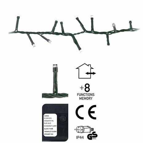 Micro Cluster 1200 LED's - 24 meter - wit - 8 functies + geheugen